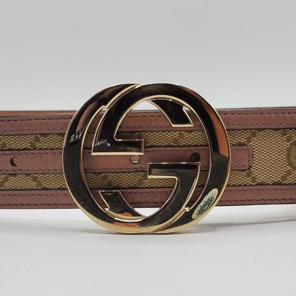 Women's Pink and Beige Canvas Belt - Picture 4 of 8